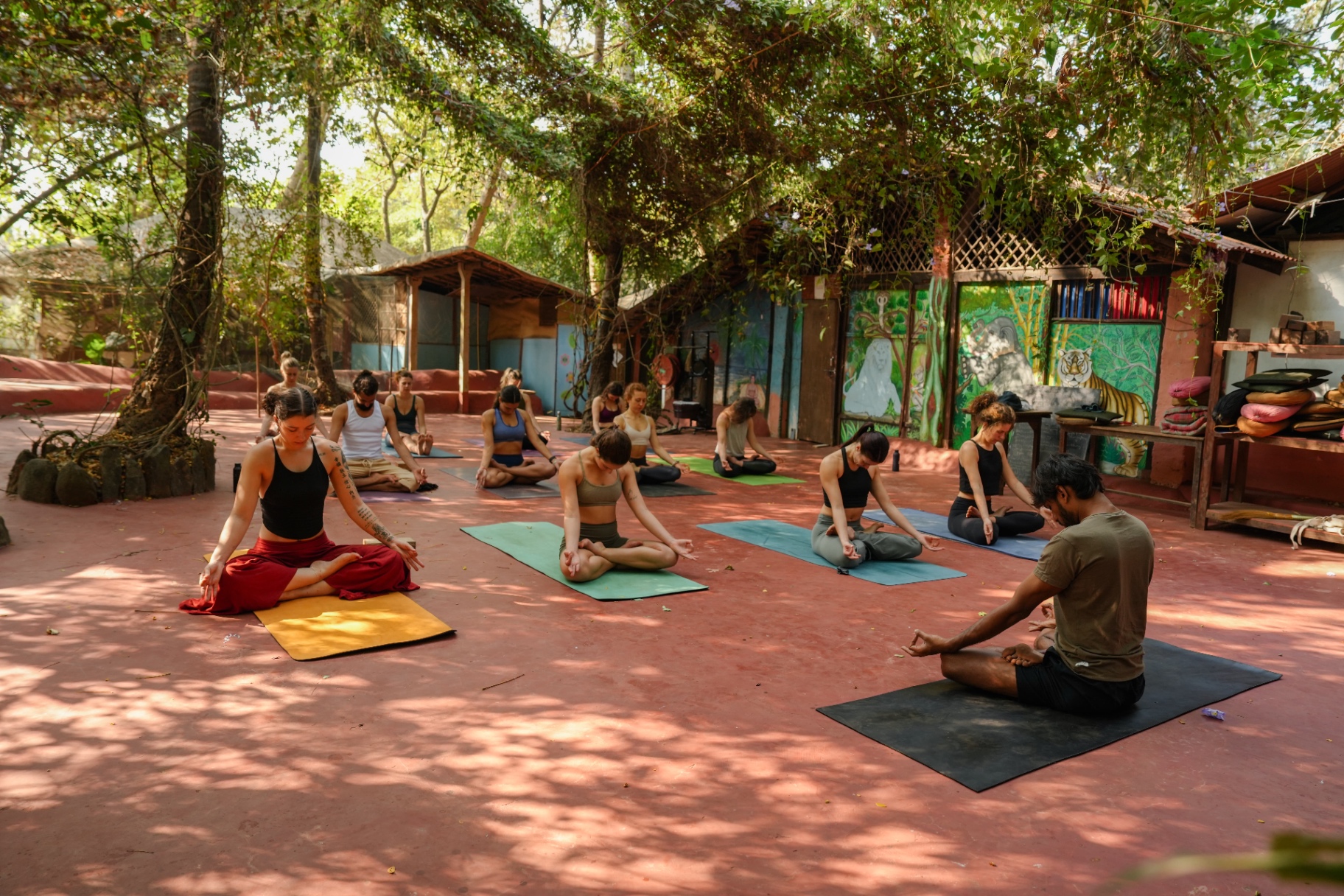 Beach sunrise yoga practice in South Goa